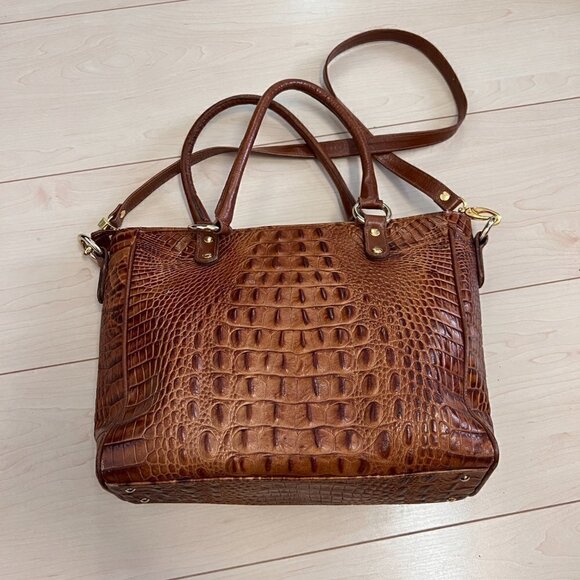 Vintage Due Fratelli Croc Embossed Genuine Leather Handbag - Picture 2 of 14